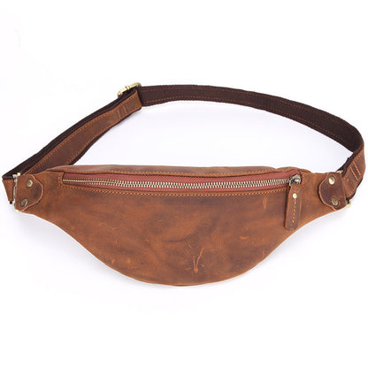 Men's Four Long Zipper Genuine Leather Retro Men's Waist Packs