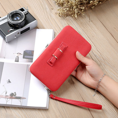 Women's Korean Bow Magnetic Snap Box Clutch Purses