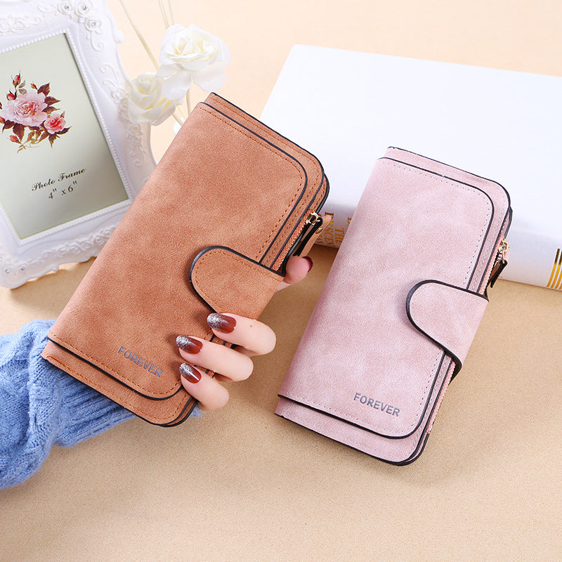 Women's Fold Fashion Multiple Slots Frosted Two-color Ladies Wallets