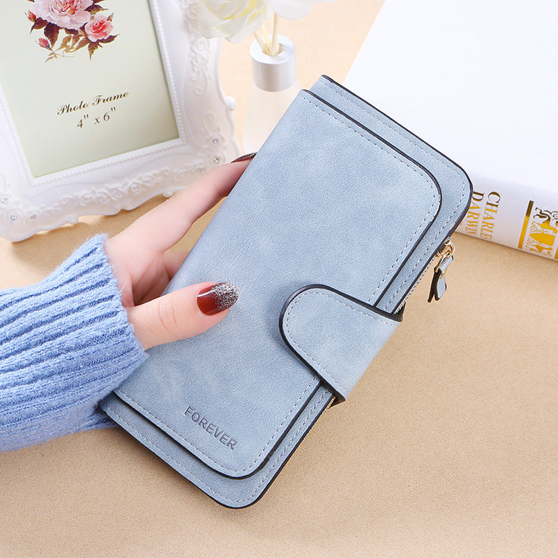 Women's Fold Fashion Multiple Slots Frosted Two-color Ladies Wallets