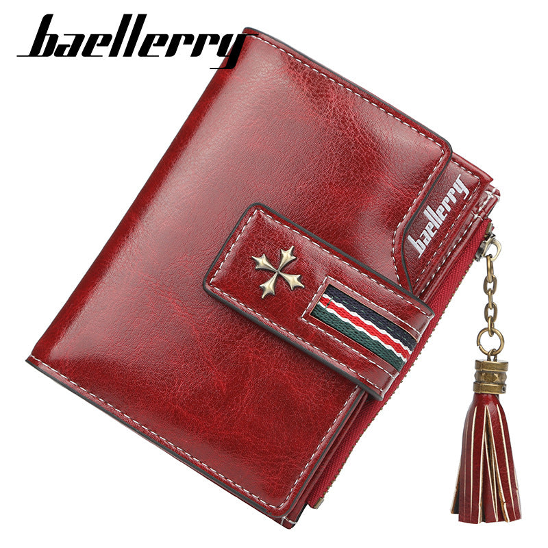 Slouchy Women's Personalized Tassel Zipper Short Purses