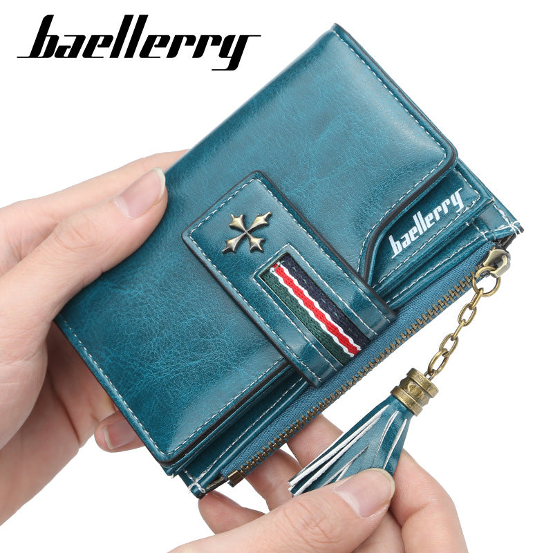 Slouchy Women's Personalized Tassel Zipper Short Purses