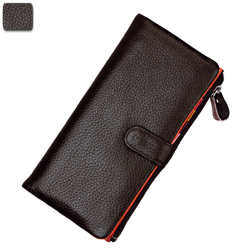 Women's Candy Color Leather Multi Slots Clutch Ladies Wallets