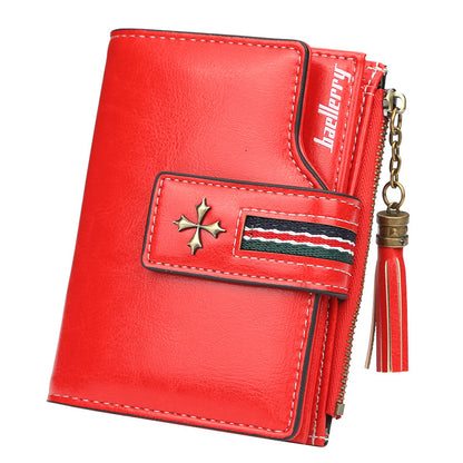 Slouchy Women's Personalized Tassel Zipper Short Purses