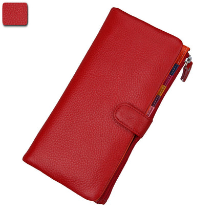 Women's Candy Color Leather Multi Slots Clutch Ladies Wallets