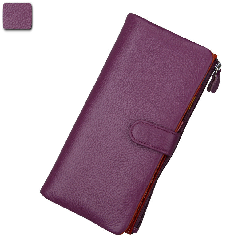 Women's Candy Color Leather Multi Slots Clutch Ladies Wallets