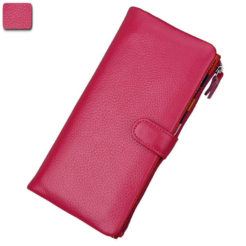 Women's Candy Color Leather Multi Slots Clutch Ladies Wallets