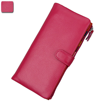 Women's Candy Color Leather Multi Slots Clutch Ladies Wallets