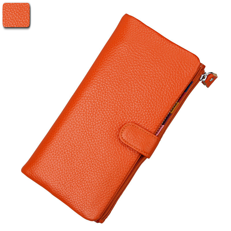 Women's Candy Color Leather Multi Slots Clutch Ladies Wallets