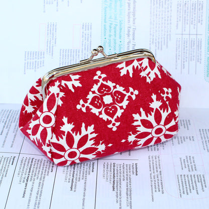 Women's Rose Canvas Fabric Small Clutch Jewelry Coin Purses