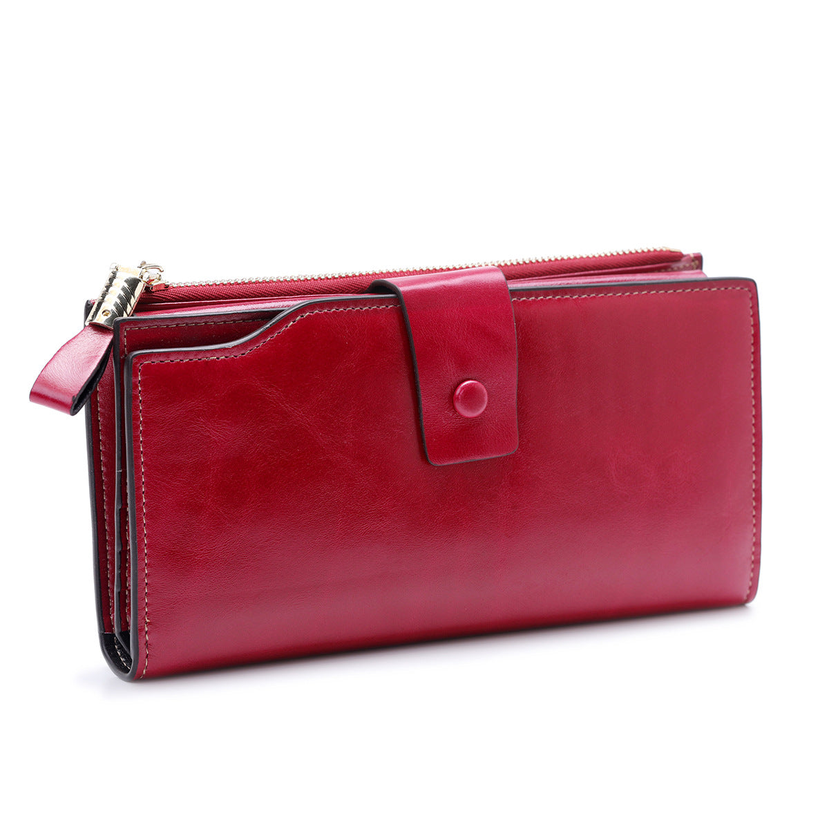 Women's Leather Long Korean Style Oil Wax Cowhide Ladies Wallets