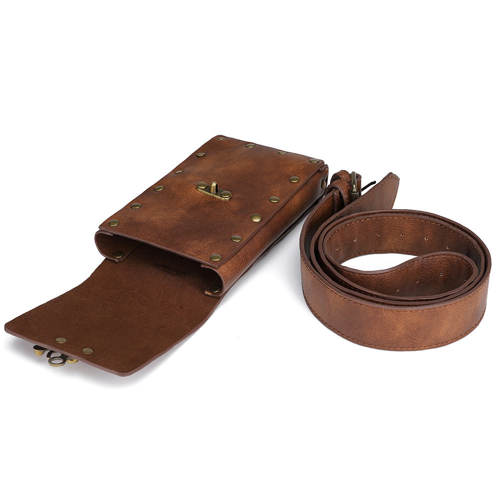 Women's Punk Vintage Brown Mobile Leisure Mini Waist Packs