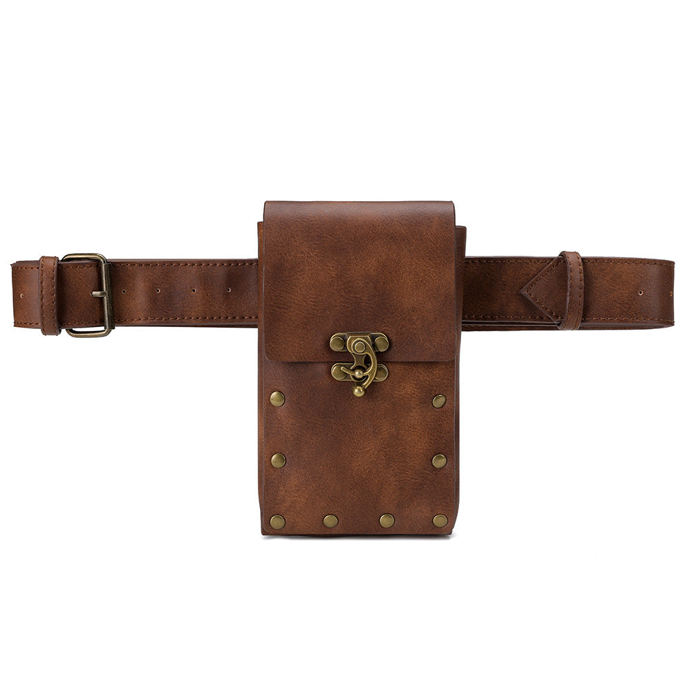 Women's Punk Vintage Brown Mobile Leisure Mini Waist Packs