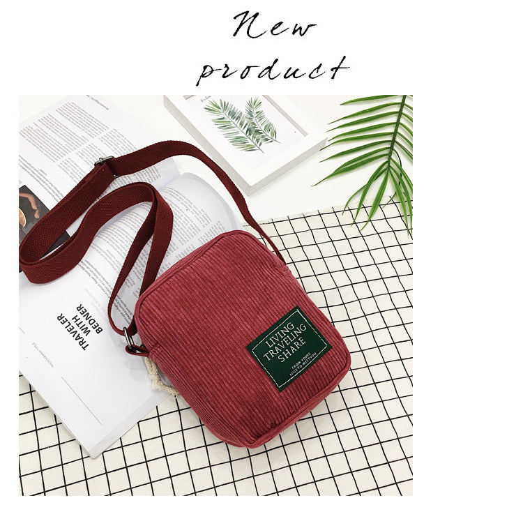 Korean Style Simple Corduroy Small Square Shoulder Bags