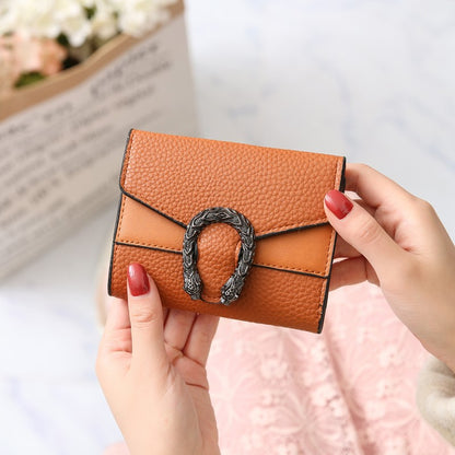 Women's Short Leather Stitching Small Clutch Ladies Wallets