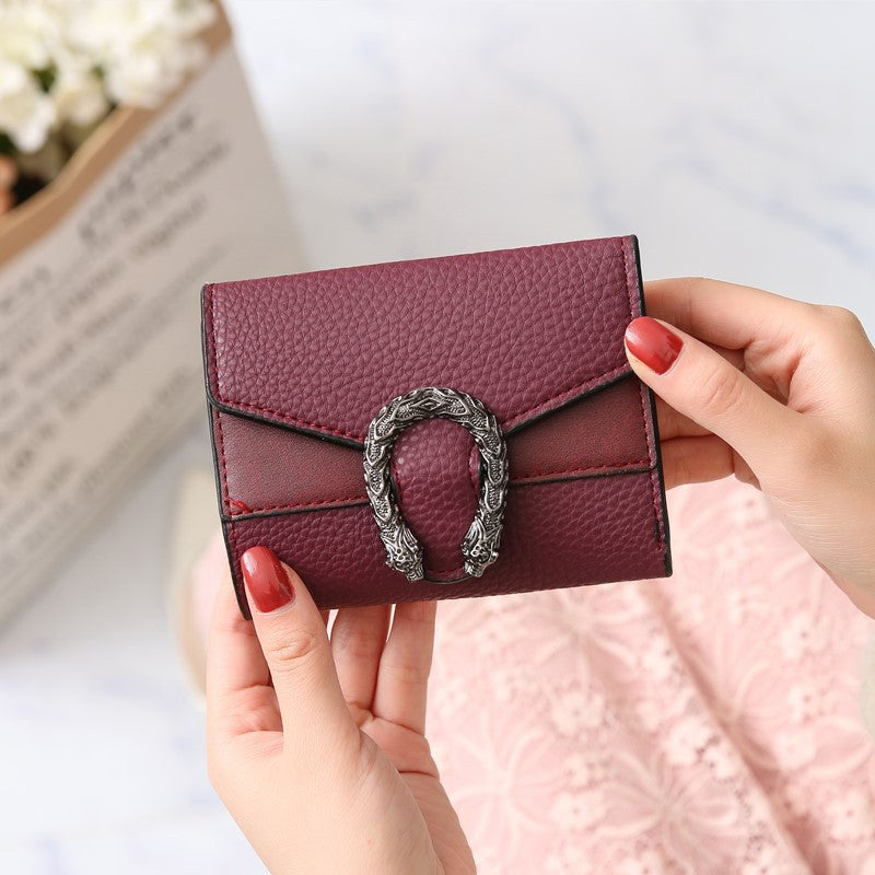 Women's Short Leather Stitching Small Clutch Ladies Wallets