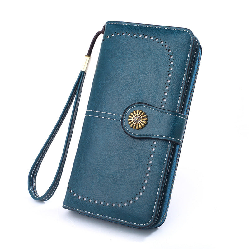 Women's Fashion Oil Wax Leather Hand Long Ladies Wallets