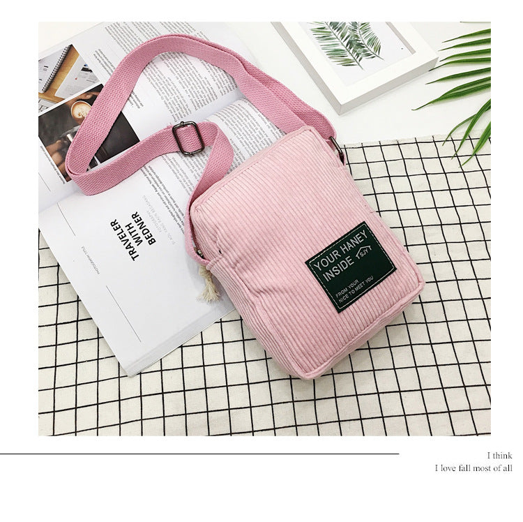 Korean Style Simple Corduroy Small Square Shoulder Bags