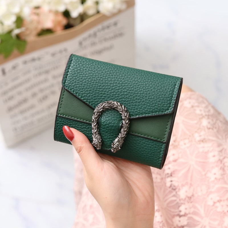 Women's Short Leather Stitching Small Clutch Ladies Wallets