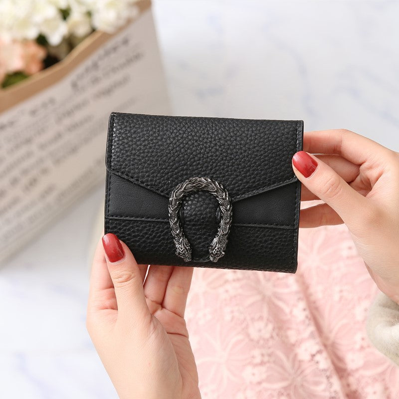 Women's Short Leather Stitching Small Clutch Ladies Wallets