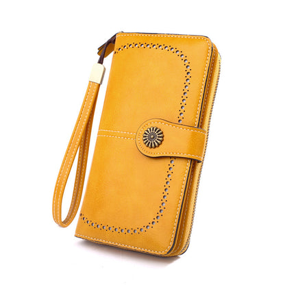 Women's Fashion Oil Wax Leather Hand Long Ladies Wallets