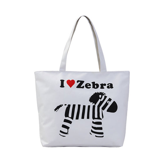 Women's Canvas Shopping Large Capacity Cartoon Shoulder Bags