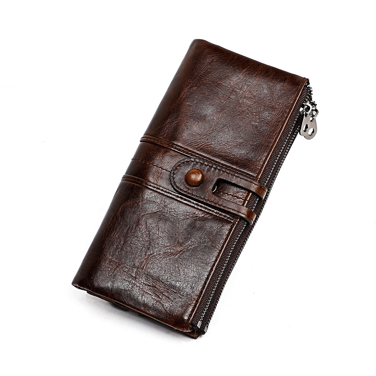 Women's Genuine Cattlehide Leather Surface Three-fold Long Ladies Wallets