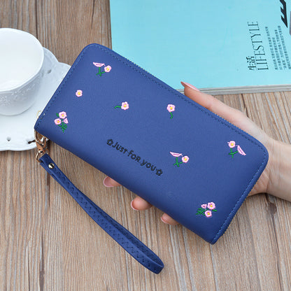 Women's Fashion Embroidery Large Capacity Soft Leather Change Ladies Wallets