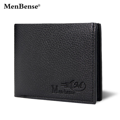 Men's Short Lychee Pattern Solid Color Customizable Men's Wallets