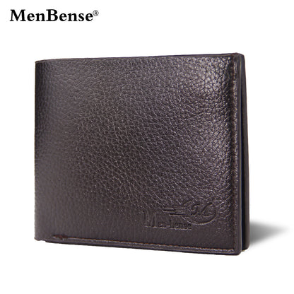 Men's Short Lychee Pattern Solid Color Customizable Men's Wallets