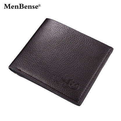 Men's Short Lychee Pattern Solid Color Customizable Men's Wallets