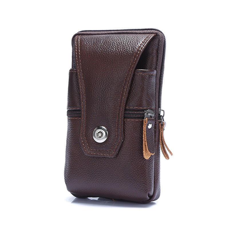 Men's Mobile Cowhide Business Waterproof Vertical Multifunctional Purses