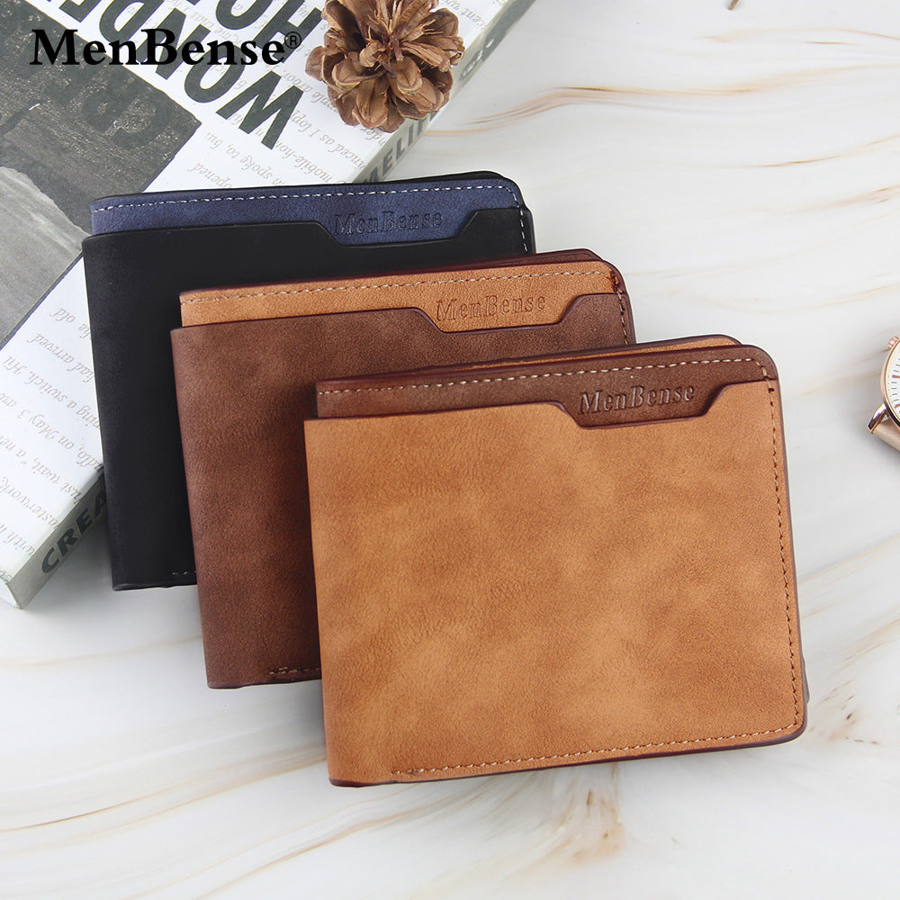 Men's Short Matte Leather Fashion Leisure Men's Wallets