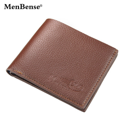 Men's Short Lychee Pattern Solid Color Customizable Men's Wallets