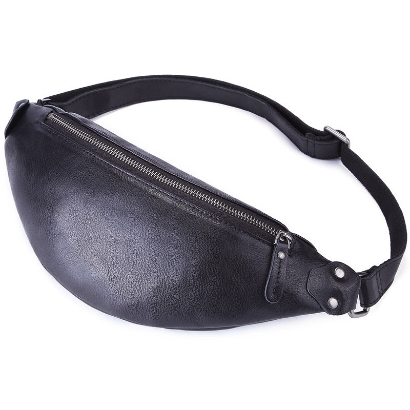 Men's Four Long Zipper Genuine Leather Retro Men's Waist Packs