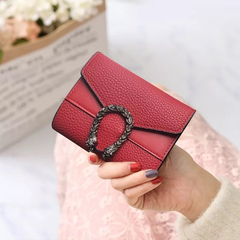 Women's Short Leather Stitching Small Clutch Ladies Wallets