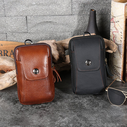 Multifunctional Inch Leather Mobile Pouch Vertical Men's Waist Packs