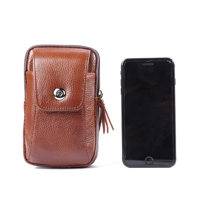 Multifunctional Inch Leather Mobile Pouch Vertical Men's Waist Packs