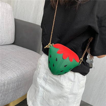 Chaîne de fraises pour enfants Mignon petit mini-fruit Sacs à bandoulière pour enfants