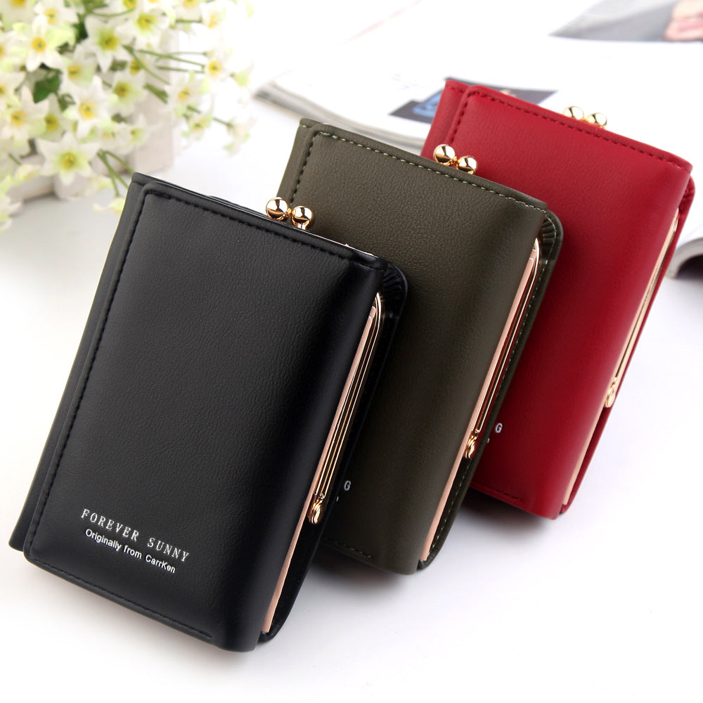 Women's Short Korean Multiple Slots Personalized Leather Ladies Wallets