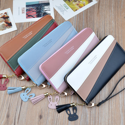 Women's Zipper Female Korean Style Stitching Contrast Color Bags