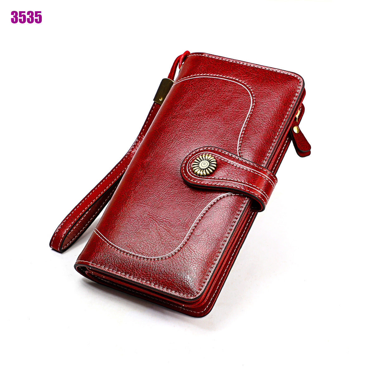 Women's Retro Oil Wax Skin Long Clutch Ladies Wallets