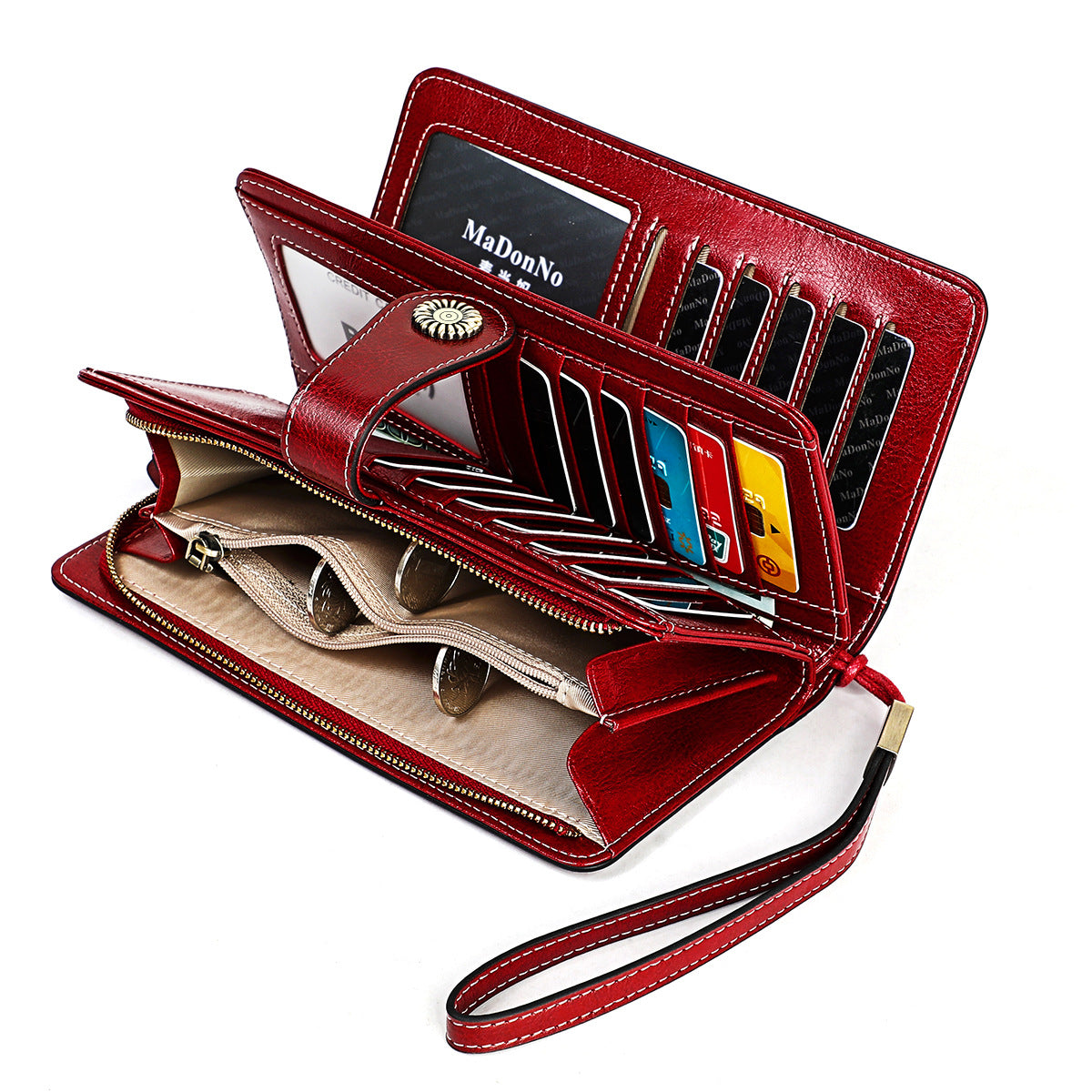 Women's Retro Oil Wax Skin Long Clutch Ladies Wallets