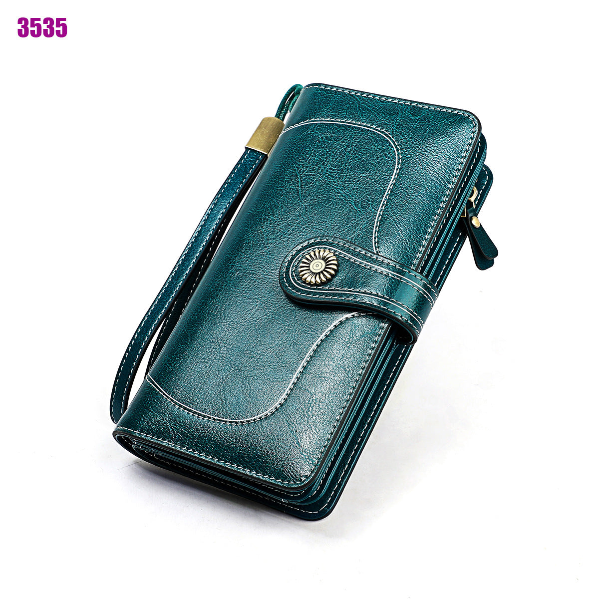 Women's Retro Oil Wax Skin Long Clutch Ladies Wallets