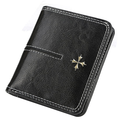 Women's Short Korean Style Multiple Slots Oil Ladies Wallets