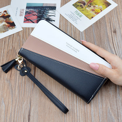 Women's Zipper Female Korean Style Stitching Contrast Color Bags