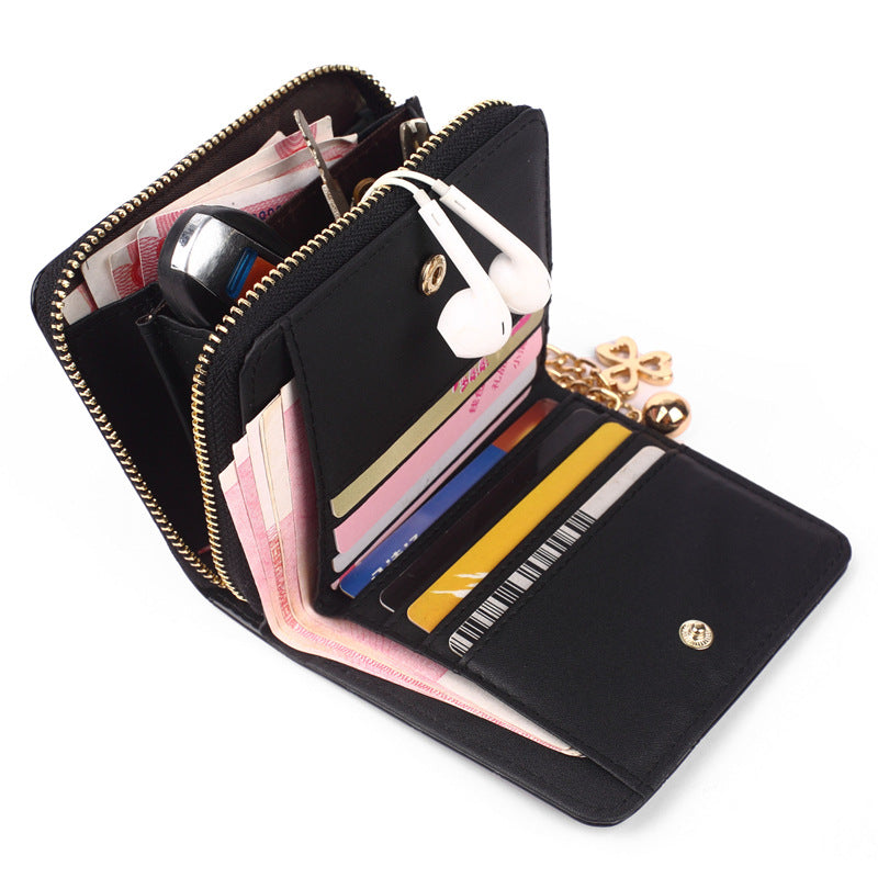 Women's Short Zipper Plaid Small Patent Leather Ladies Wallets