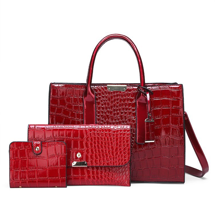 Women's Crocodile Pattern Fan Fashion Large Capacity Handbags