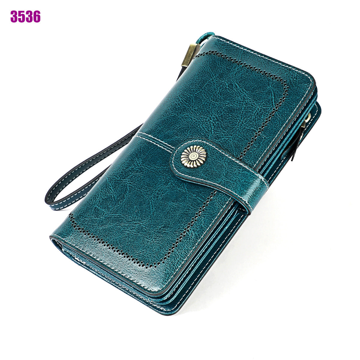 Women's Retro Oil Wax Skin Long Clutch Ladies Wallets