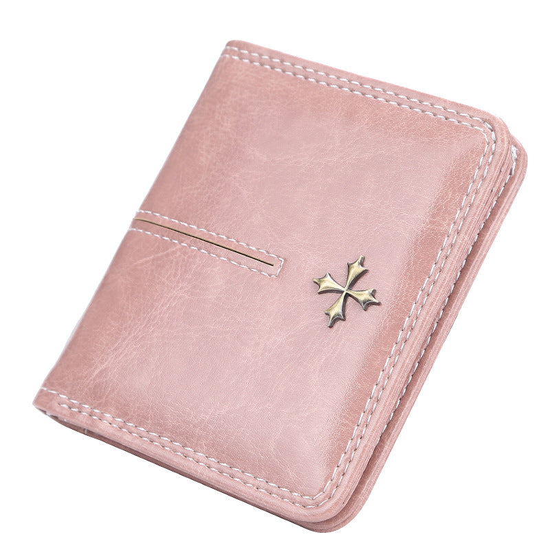 Women's Short Korean Style Multiple Slots Oil Ladies Wallets